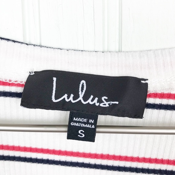 Lulus Starting Line Striped Oversized V-Neck Tee - Picture 6 of 10